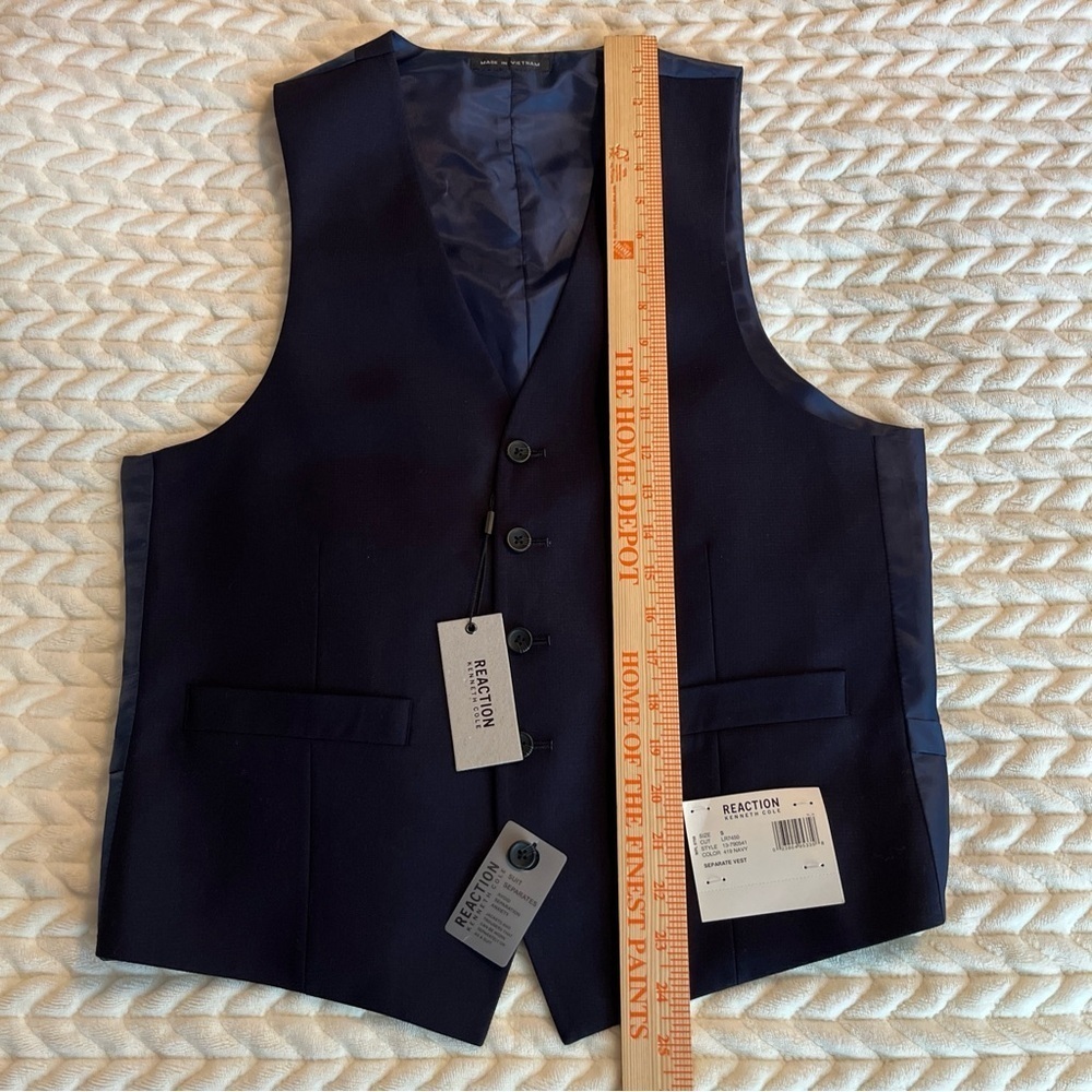 Kenneth Cole Reaction Men's Navy Vest Size small Formal Business - Picture 8 of 11